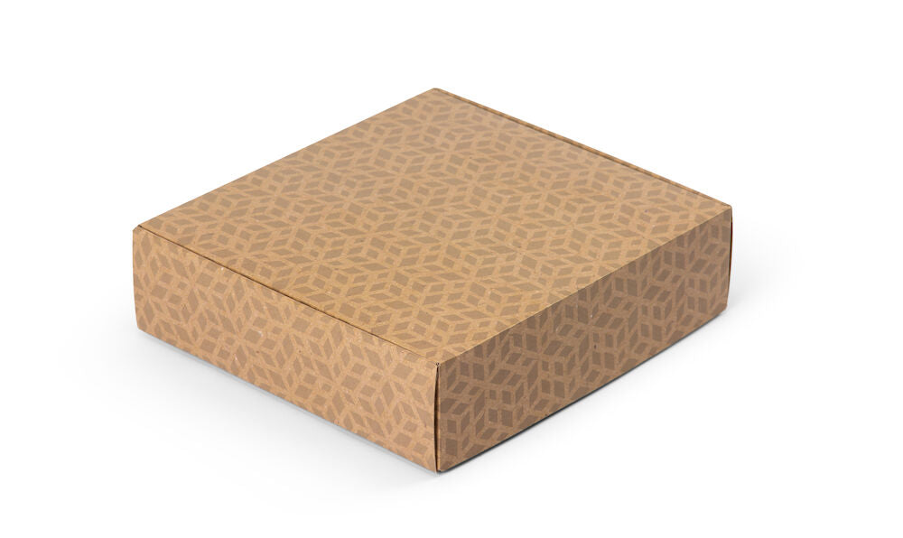 Presentkartong Mönstrad 34x32x9 - Brun