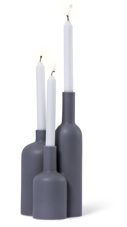 Bottle Candle Holder Grå